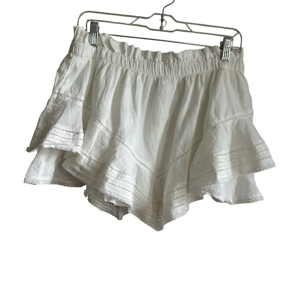 Aerie White Mini Gauze Skirt Shorts Lined Large New Fairy Boho Ruffle Y2K - Picture 2 of 9